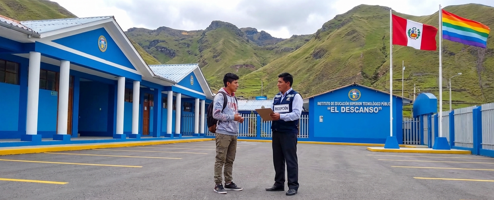 Estudiante entregando solicitud en mesa de partes