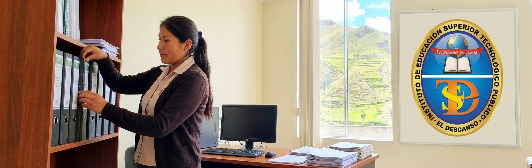 Personal administrativo gestionando archivos institucionales