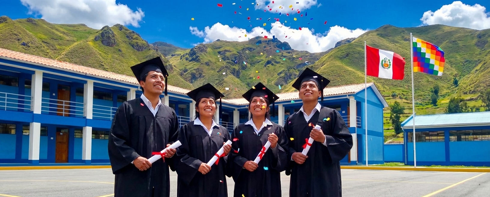 Estudiantes celebrando su éxito académico